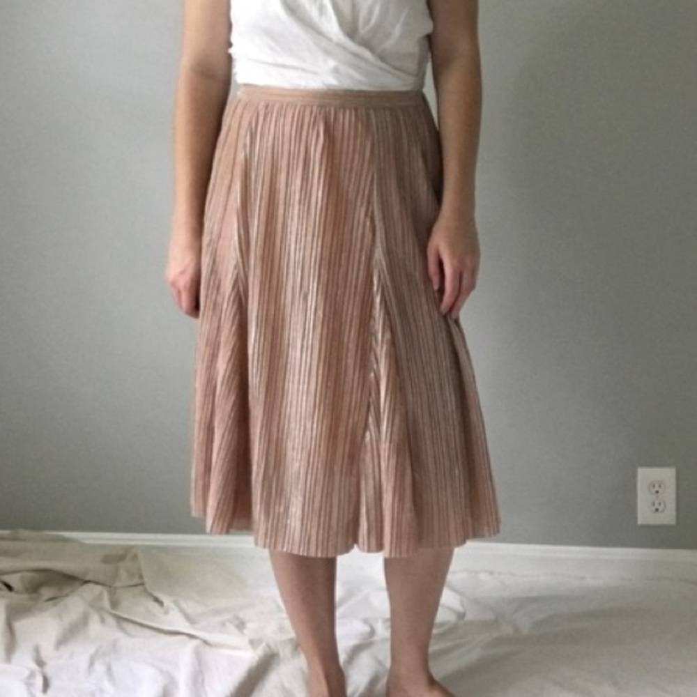 Anthropologie Maeve Ambra Rose Gold Skirt